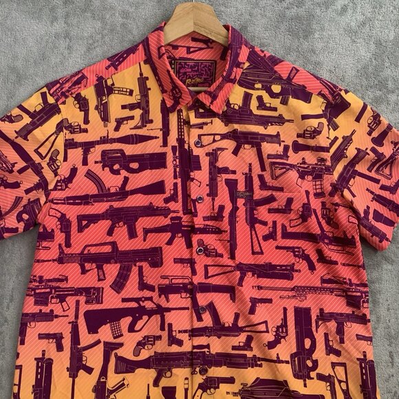 RETRO RIFLE Shirt Mens Large The Arsenal Hawaiian Short Sleeve Button Up Casual - Picture 4 of 8